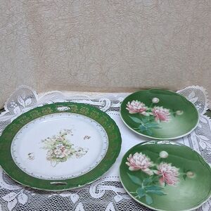 3 Pc gold trim floral plate Germany wittelsbach china D&S Bavaria&2 French Plate